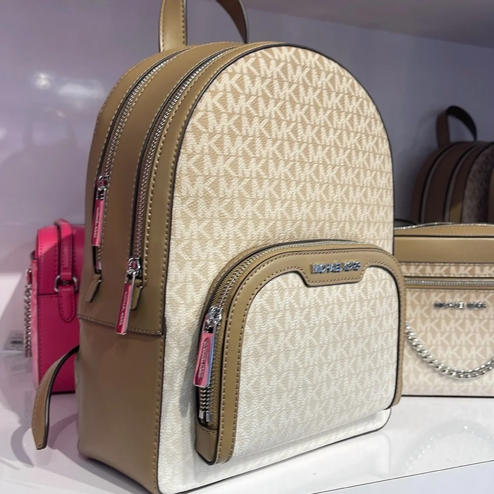 Michael Kors Jaycee Medium Ombré Signature Logo Backpack Husk NWT
